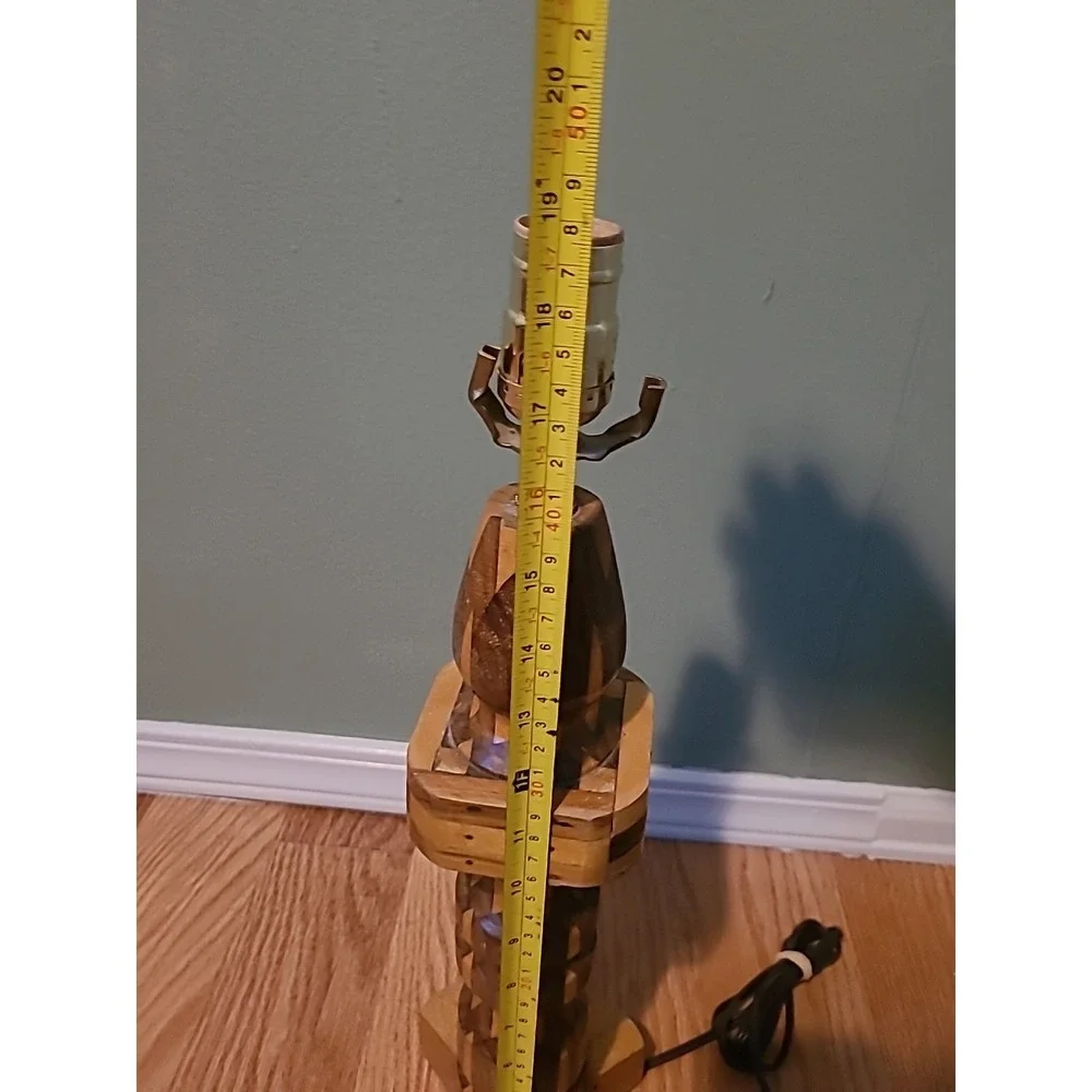 Mid Century‎ Modern Vintage Turned Wood Tall Accent Lamp No Shade Works